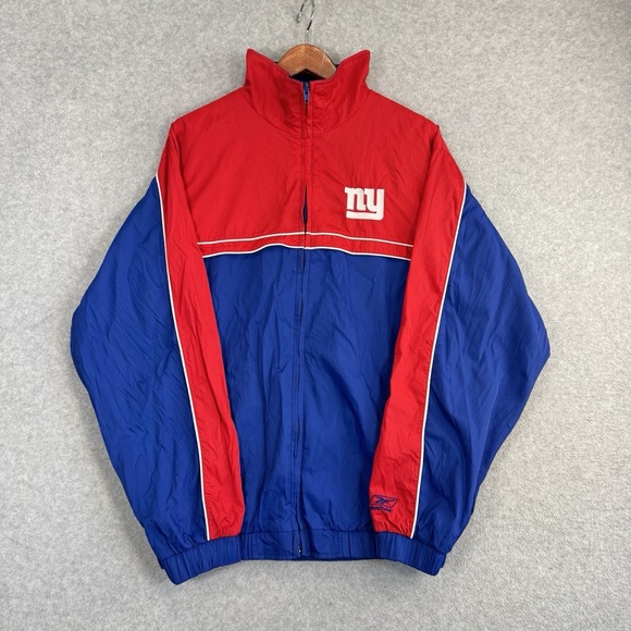 Vintage Reebok New York Giants Windbreaker Jacket Blue Red NFL Football Men's M